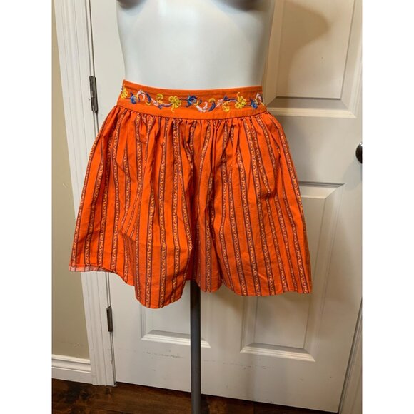 Caroline Constas Orange Teagen Embroidered Toile Culotte Shorts Striped, Size XS - Picture 3 of 8